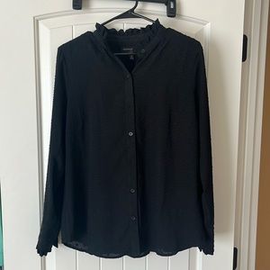 Banana Republic Long Sleeve Button Up Black Blouse - Size Medium